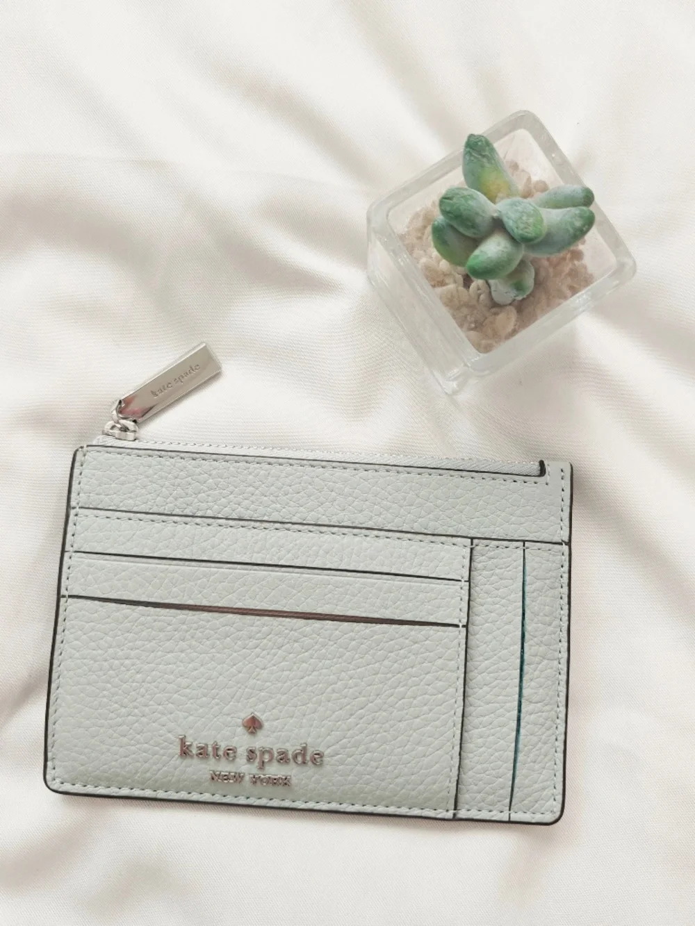 New Kate Spade Large Slim Card Holder Lake Mist KP217 $149